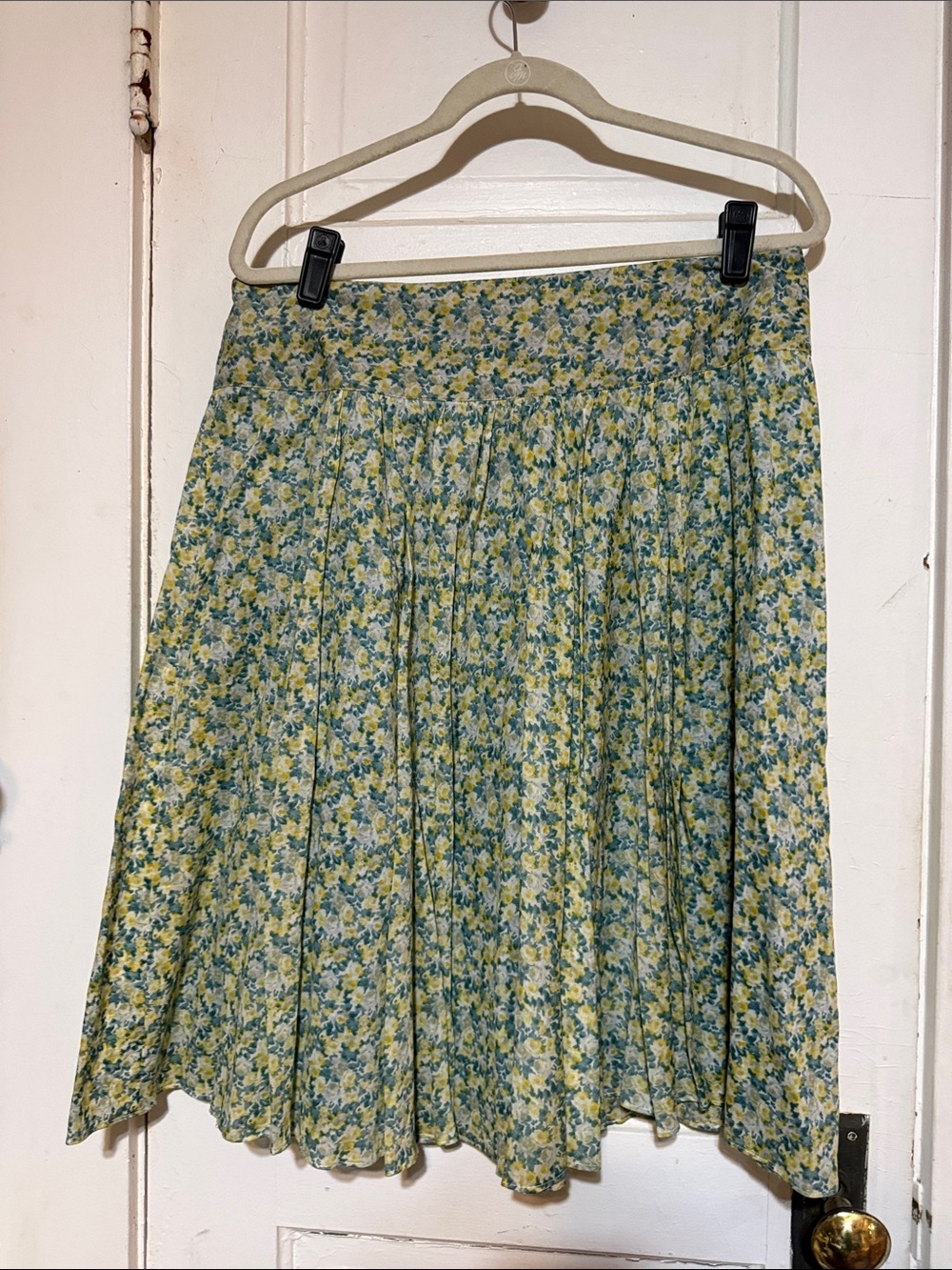 Floral A-Line Skirt in Yellow & Blue